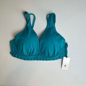 Shade & Shore Waterfall Teal Braided Push Up Bikini Top 36C New With Tags